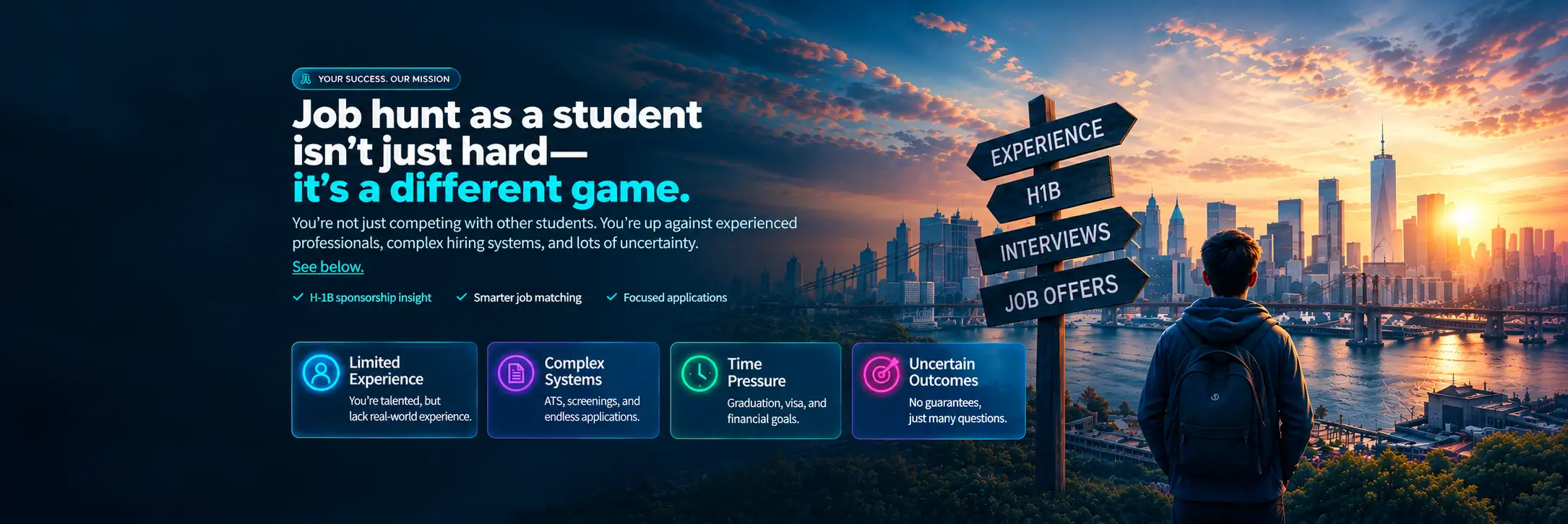 The truth about the challenges students face when job hunting, including limited experience, complex hiring systems, time pressure, and uncertain outcomes.